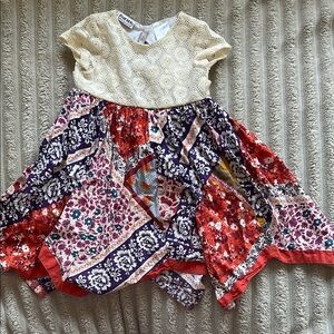 Floral Patchwork Dress with Lace Top